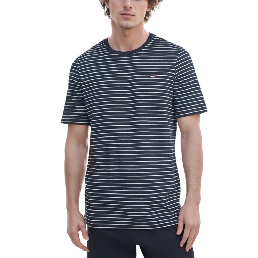 Tommy Hilfiger Striped T-Shirt Mens Medium Blue Short Sleeve Essentials Casual